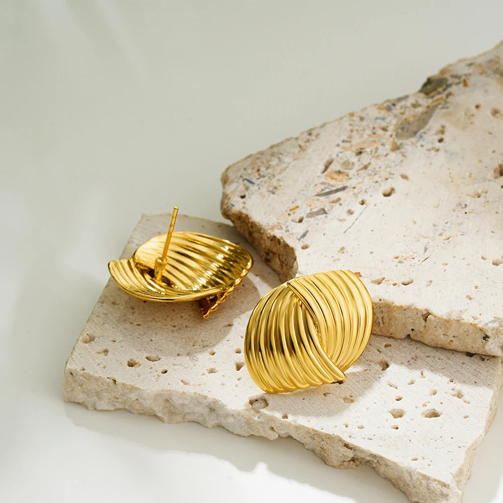 Golden Edge Statement Studs