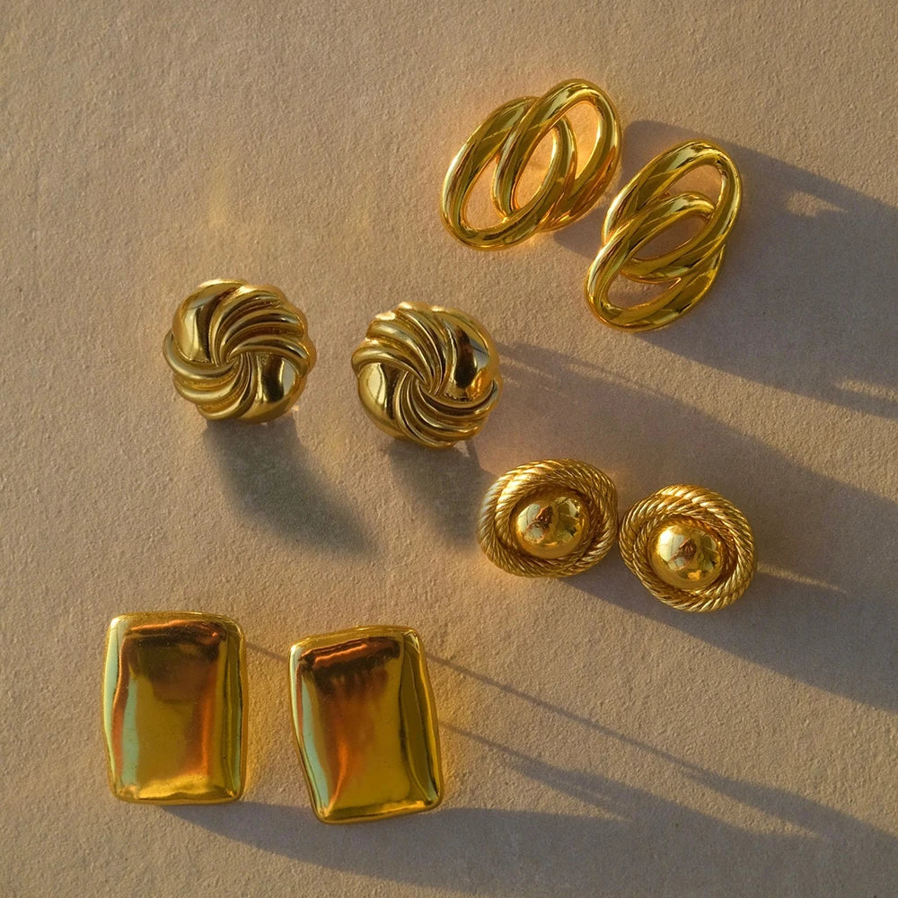 Golden Edge Statement Studs